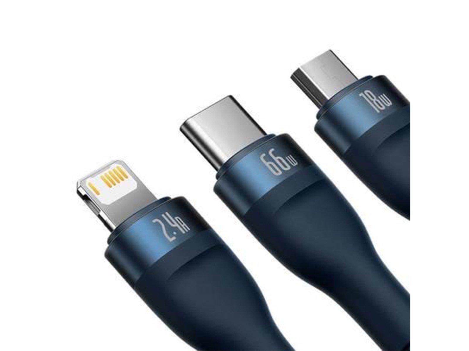Baseus 3in1 USB cable  USB 3in1  Flash Series USB-C + Micro + Lightning 66W 1.2m (blue) Baseus 3in1 USB cable  USB 3in1  Flash Series USB-C + Micro + Lightning 66W 1.2m (blue)